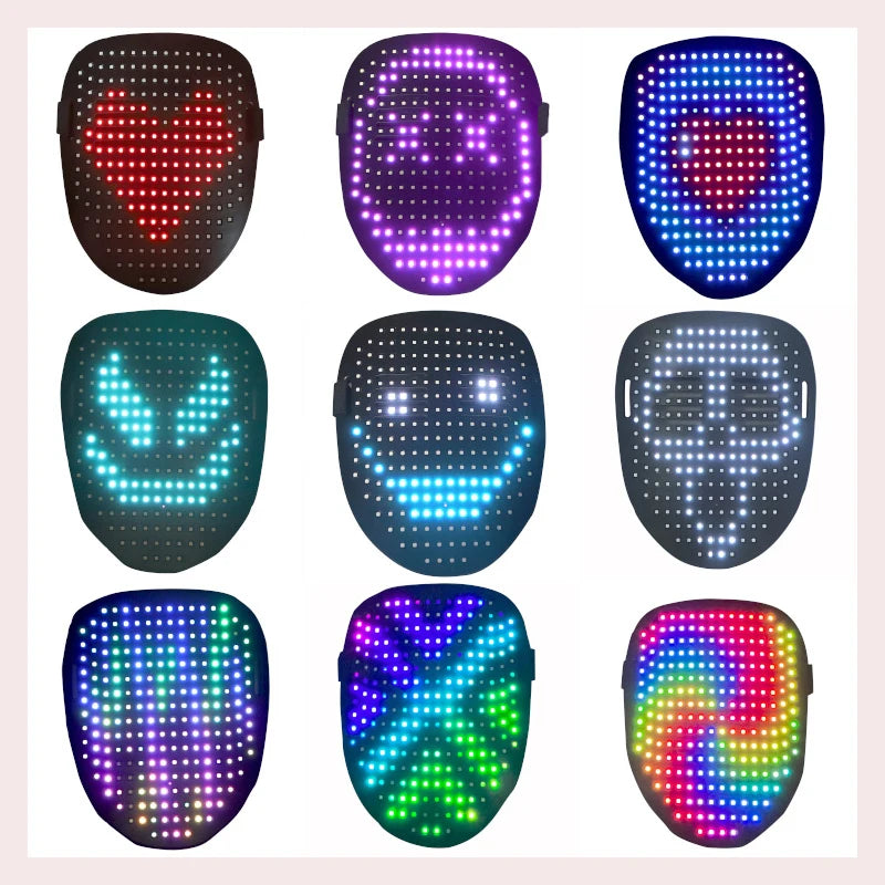 New Halloween LED Mask Gesture Light Mask Face-Changing Induction Party Performance Atmosphere Props